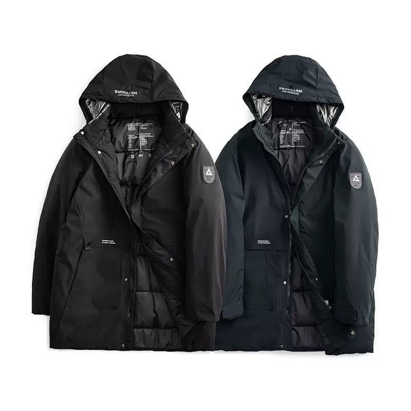 Men’s Thickened Mid-Length Winter Jacket – Hooded Plus Size Coat