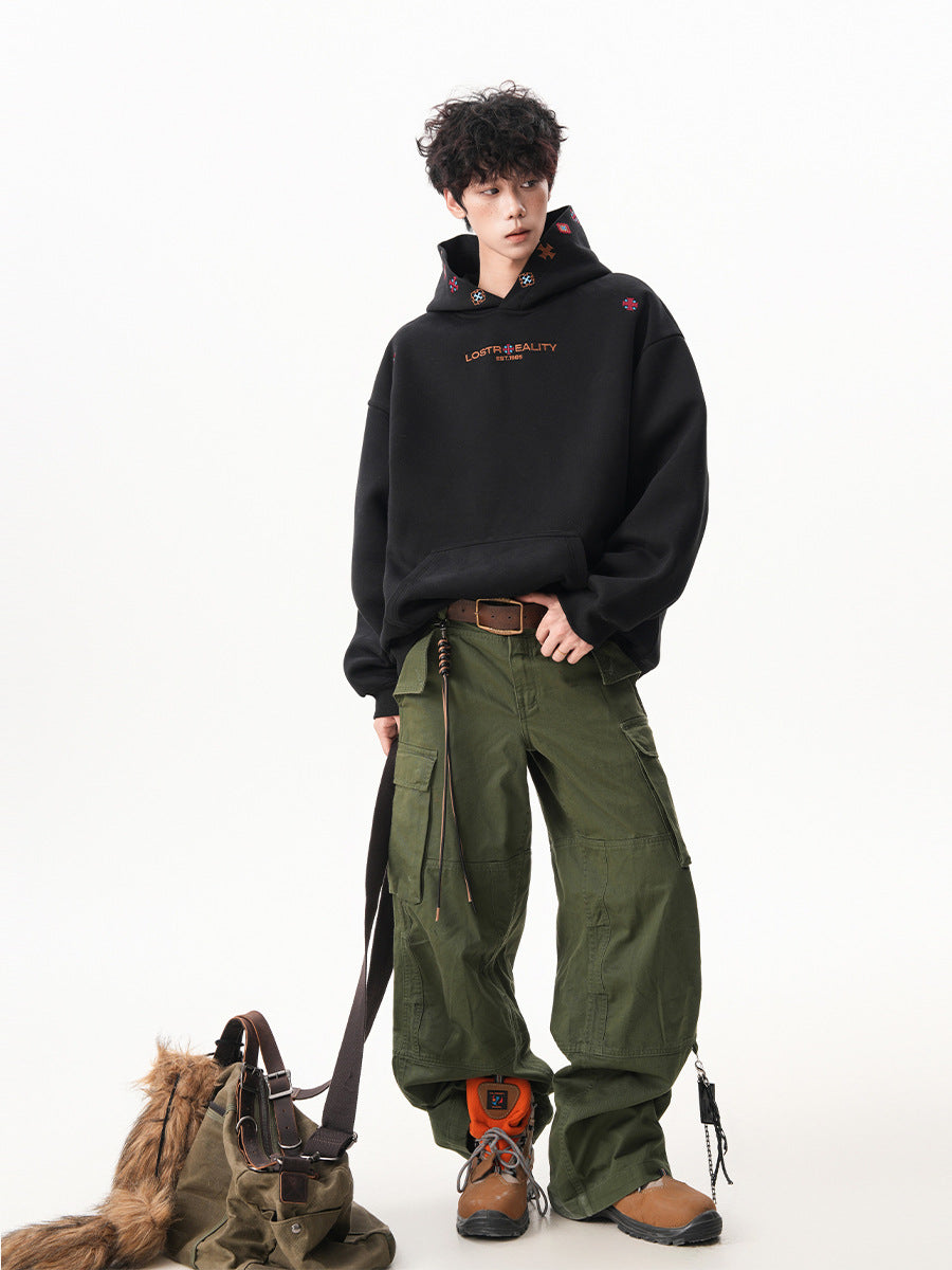 Unisex Heavy Ethnic Embroidered Hoodie | Autumn Loose Fit Long Sleeve Sweatshirt |Trendy Streetwear Style