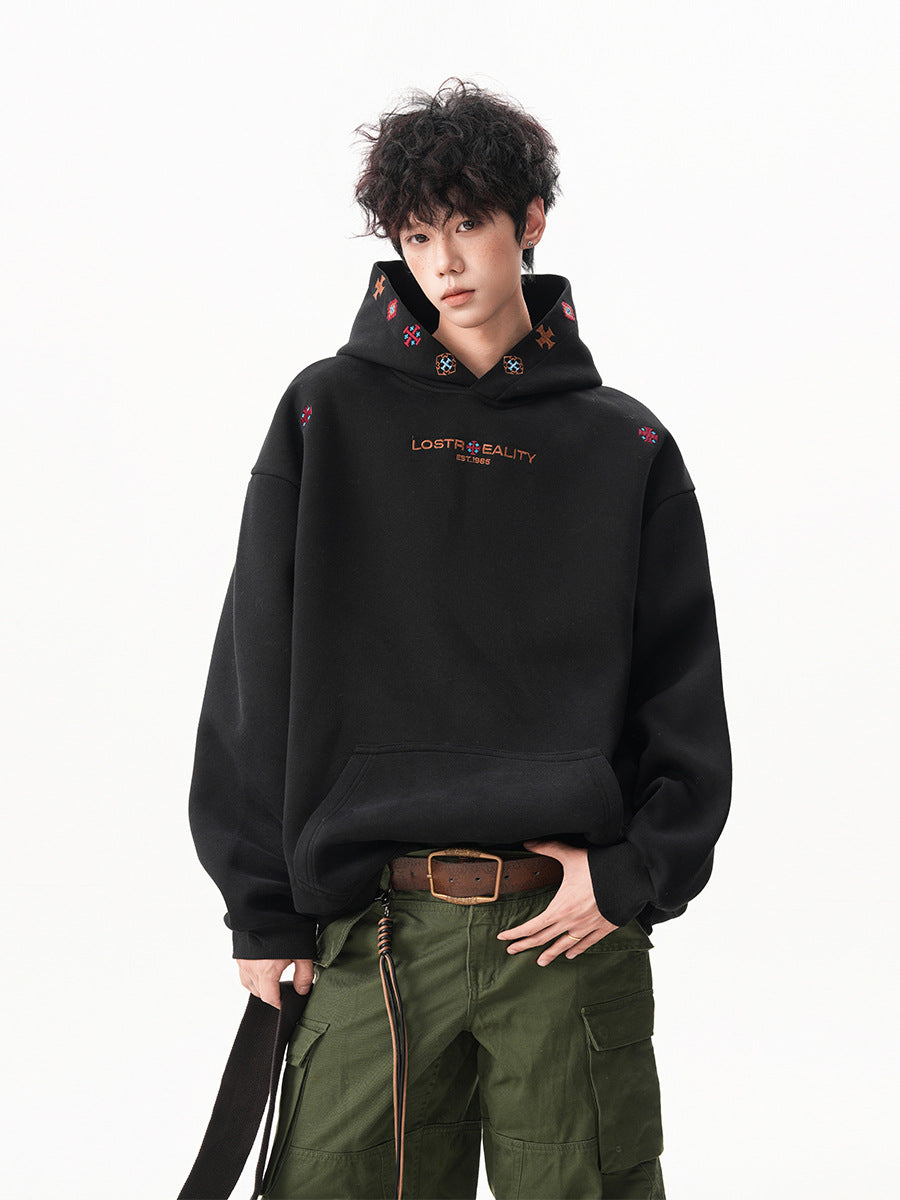 Unisex Heavy Ethnic Embroidered Hoodie | Autumn Loose Fit Long Sleeve Sweatshirt |Trendy Streetwear Style