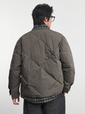 Men’s Plaid Spliced White Duck Down Jacket – Winter Warmth